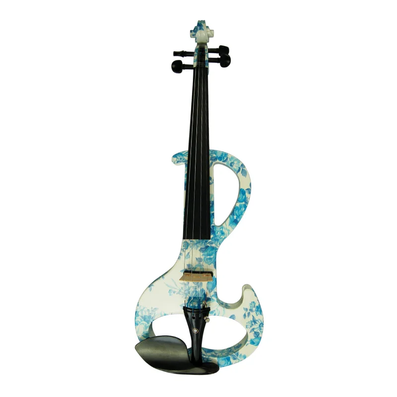 Intermedia-A Electric Art Violin, Blue and White Painted, Solid Wood, Silent Violin, 4/4 Ebony Fittings W/Parts