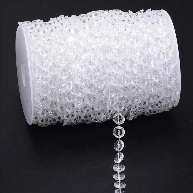 33 Feet ( 10 Meters ) Acrylic Crystal Bead Garland Diamond Strand Wedding Decoration Christmas Holiday Party Decoration