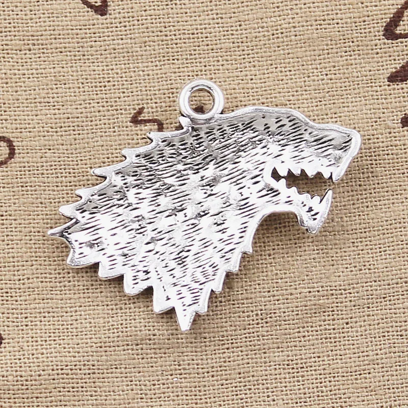 4pcs Charms Ice And Fire Dire Wolf 32x44mm Antique Bronze Silver Color Plated Pendants Making DIY Handmade Tibetan Jewelry