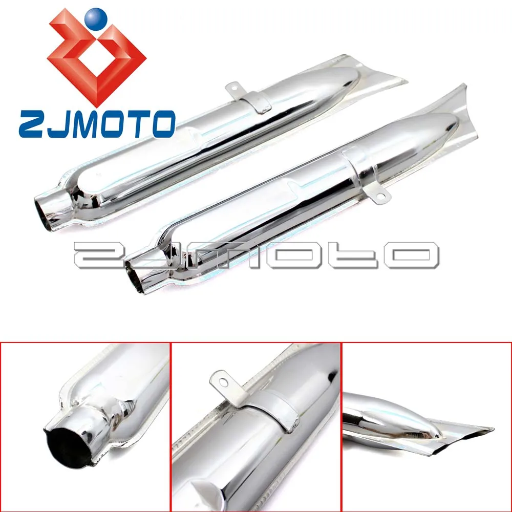 1 Pair Motorcycle Exhaust Muffler Pipe For BMW K750 M1 M72 R71 R12 CJ Dnepr MT12 Fish Tail Exhaust Pipes