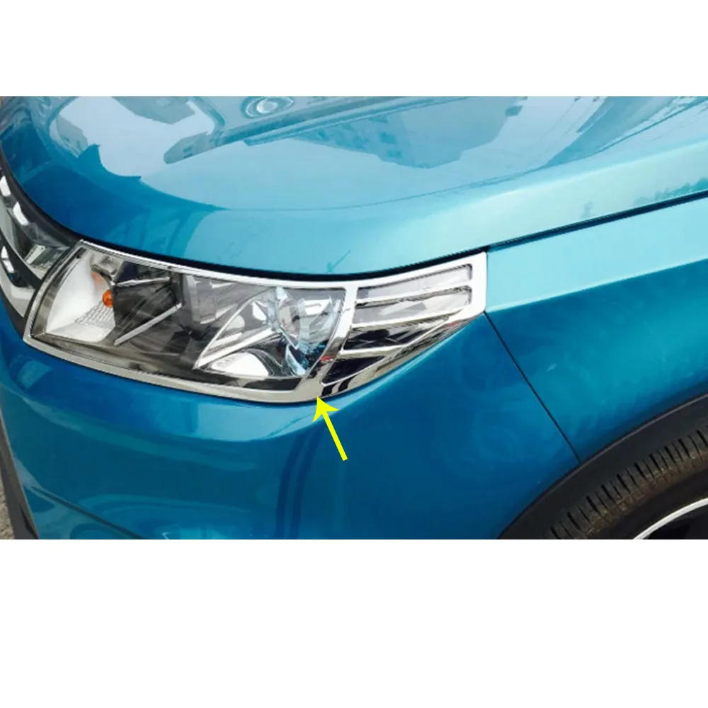 For Suzuki Vitara 2016 2017 2018 2019 2020 Car Front Head Light Lamp Detector Frame Stick ABS Chrome Trim Cover Molding Part