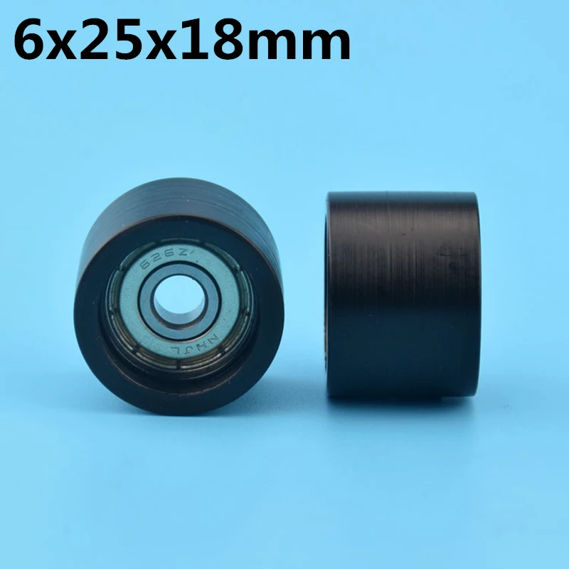 1Pcs 6x25x18 mm Nylon Plastic Wheel With Bearings Flat miniature pulley bearing Printing machine cash register vending machine