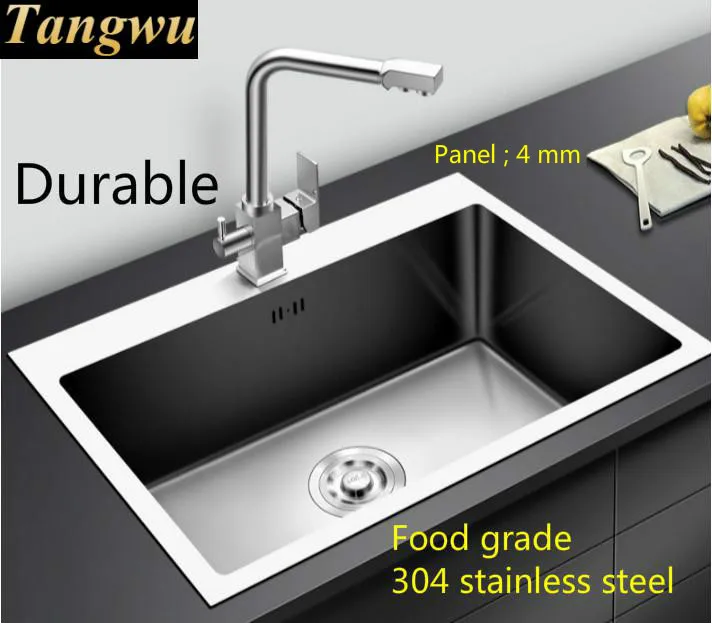 Free shipping Apartment high quality kitchen manual sink single trough vogue do the dishes 304 stainless steel hot sell 60x45 CM