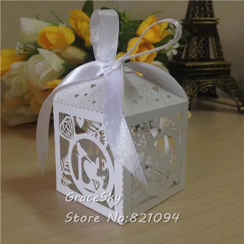 50pcs Free Shipping Laser Cut I love You pattern Wedding Birthday Party Candy Chocolate Boxes ,24 colors wedding Party supplies