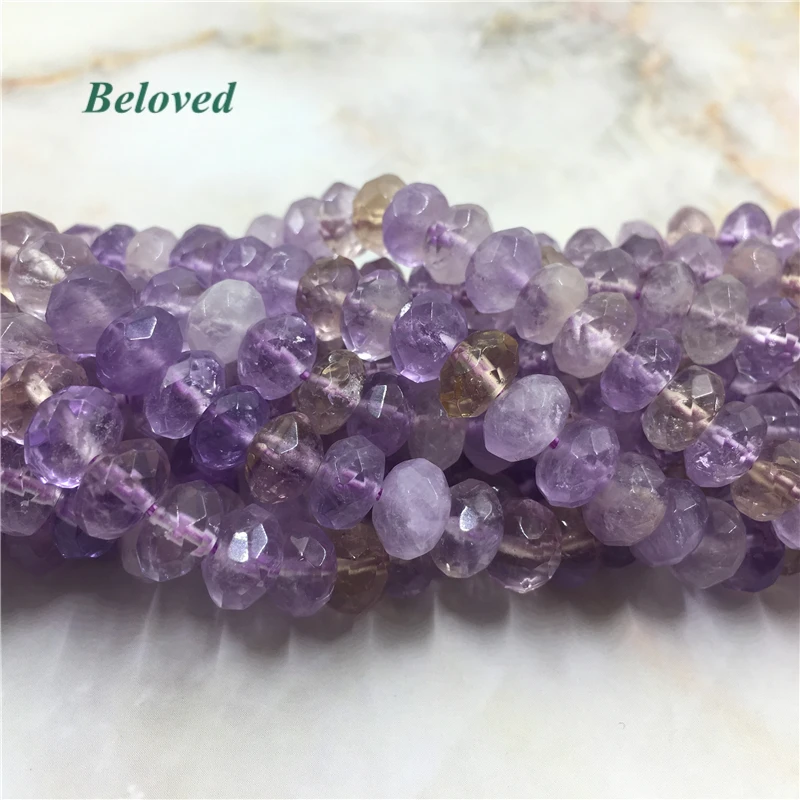 

5Strands Rondelle Faceted Amethysts Quartz Stone Loose Beads,Raw Purple Crystal Quartz Jewelry DIY Gems Findings,BG18019