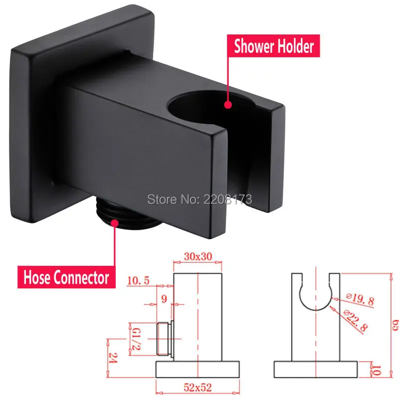 Imagem -02 - Smesiteli Promoções Acabamento Preto Fosco Suporte de Bronze de Cabeça de Chuveiro Conector de Parede Cotovelo 1.5cm Kit de Mangueira de Pvc Alta Qualidade