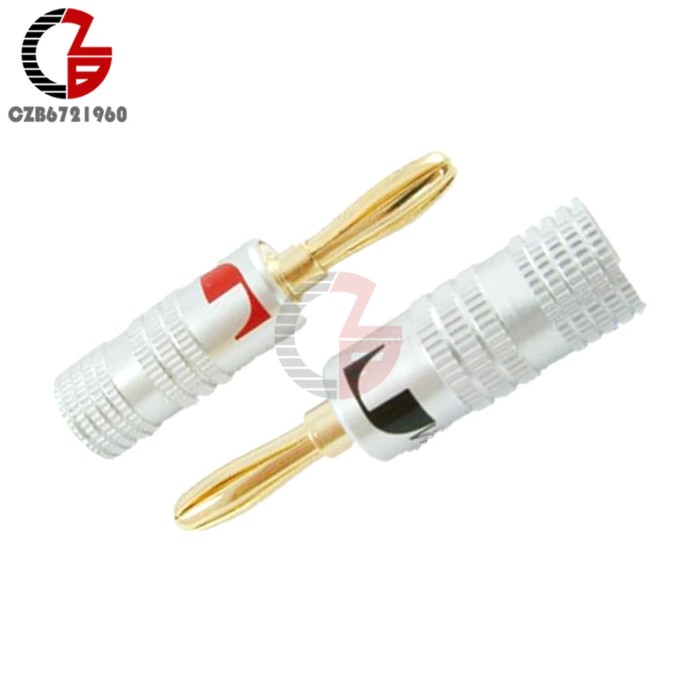 24K Gold Plated Speaker Banana Plug Pure Copper Audio Jack Sound Connector Intermediate Audio Connector