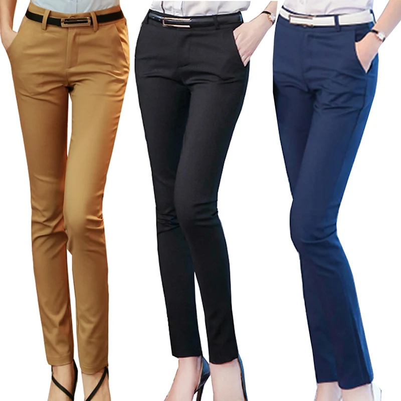 Pantaloni a matita da donna pantaloni da ufficio da donna a vita alta autunnali pantaloni aderenti Slim femminili Casual Pantalones elastici Mujer