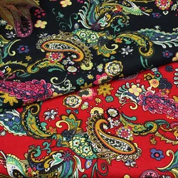 Cotone e lino etnico rosso blu scuro Paisley Motivo floreale tessili per la per il FAI DA TE di lavoro manuale tovaglia tende camicetta vestito tessuti