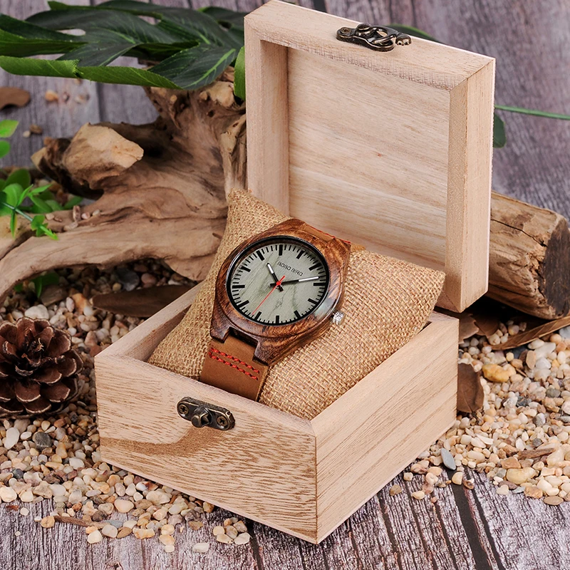 BOBO BIRD-Montre en bois pour hommes, design spécial, à quartz, dans une boîte cadeau en bois personnalisée, livraison directe