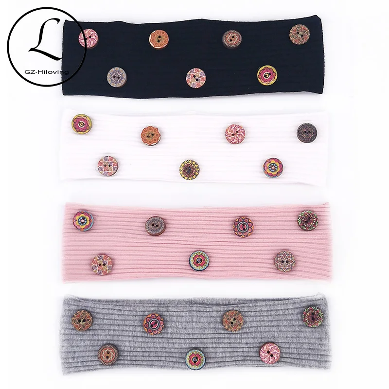 

Summer Boho Baby Girls print Snap headbands New Kids Childs Casual Cotton Ribbed Hair bands Accessories Girls Turban handmade