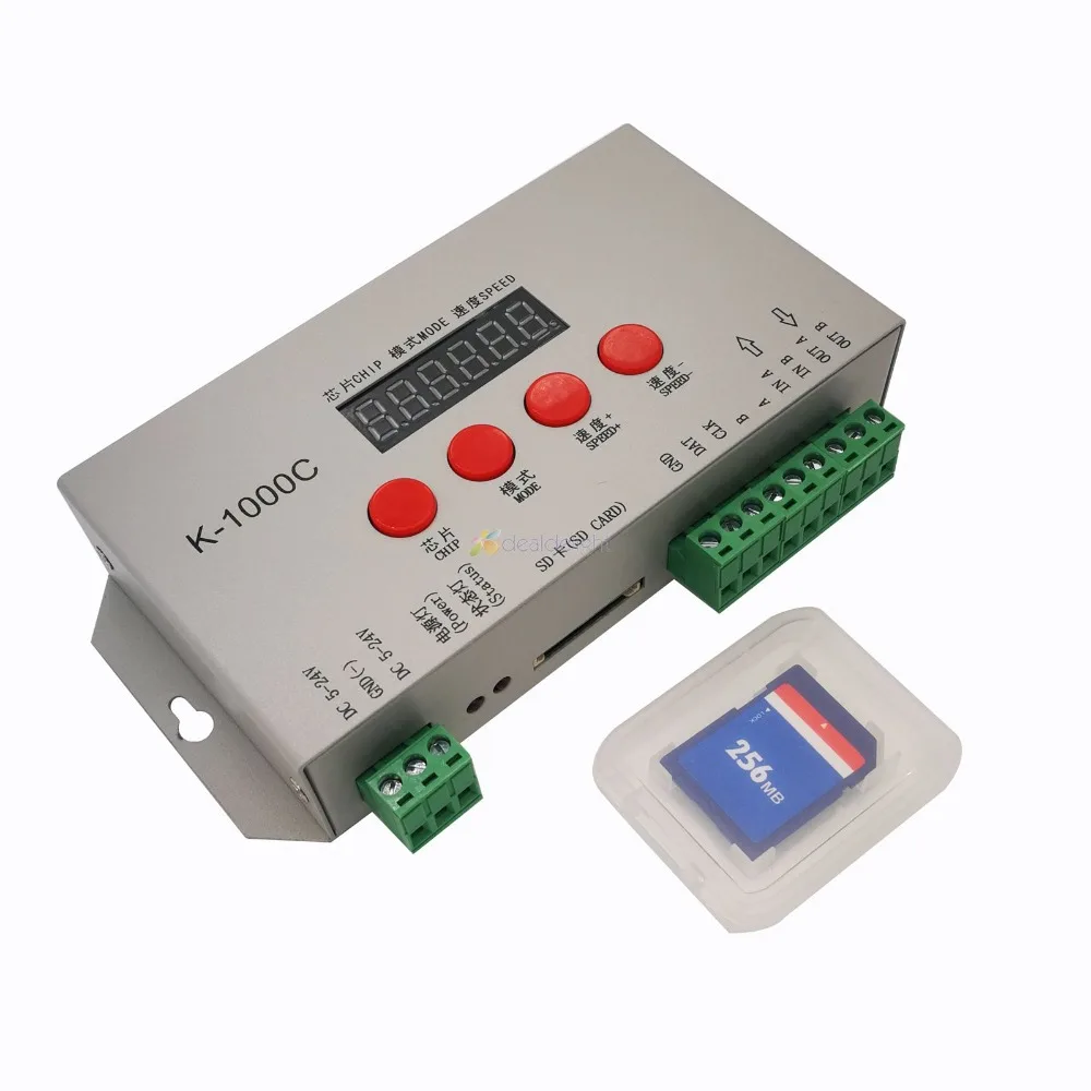 

DC5V-24V K-1000C controller (T-1000S Updated)WS2812B,WS2811,APA102,SK6812,2801 LED 2048 Pixels Program Controller