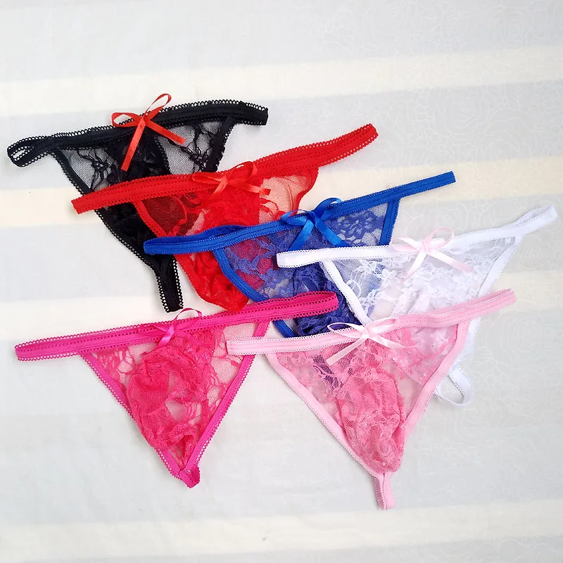 Pizzo Sissy Del Sacchetto Del Rigonfiamento Mutandine E Boxer Vedere Attraverso Sexy Perizoma Lingerie per Gli Uomini Biancheria Intima Bowknot