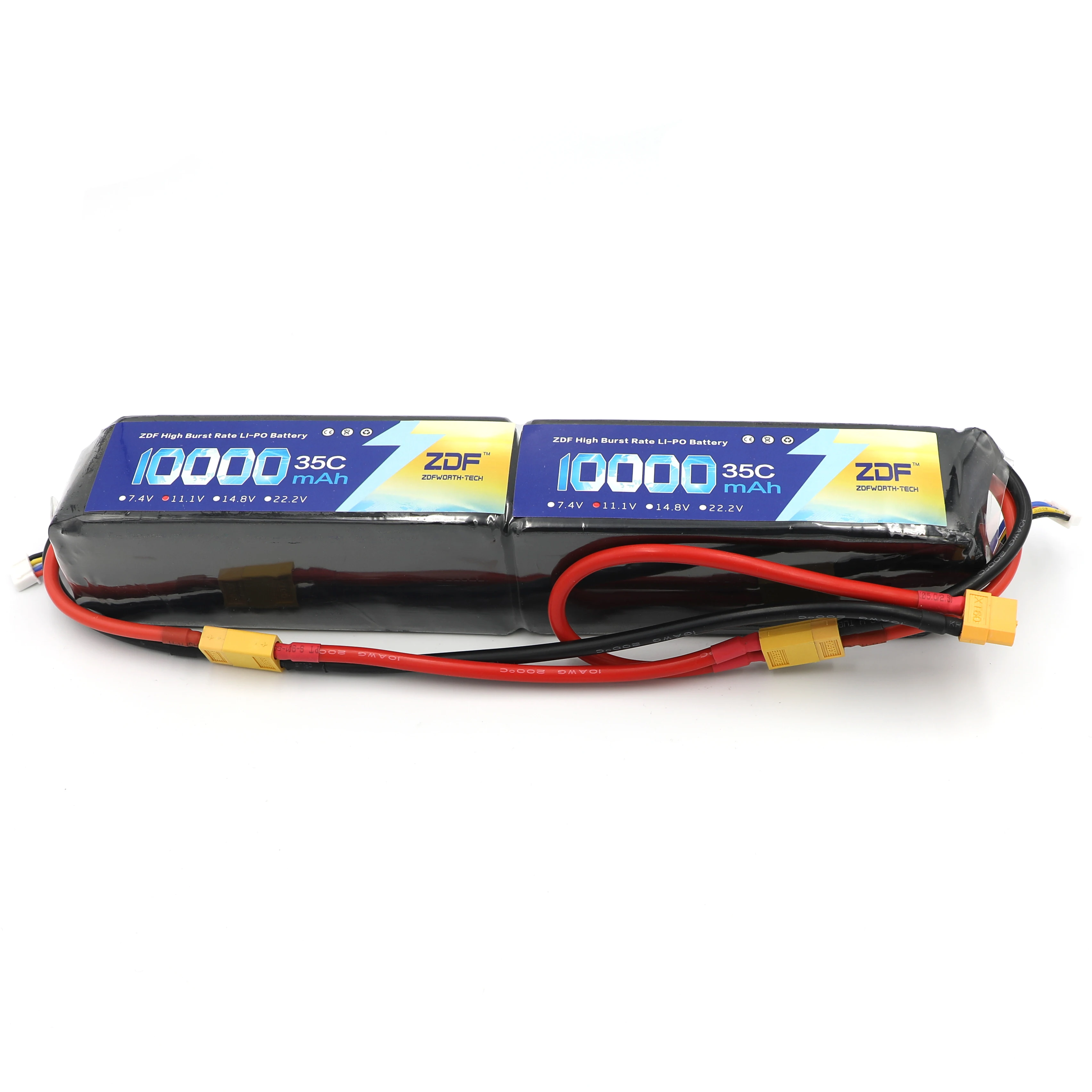 ZDF RC Lipo 6S Battery 22.2V 10000mAh (2x 3S 11.1v 10000mAh) 35C Burst 70C For Helicopter RC Drone Quadcopter Rated 5.0 /5