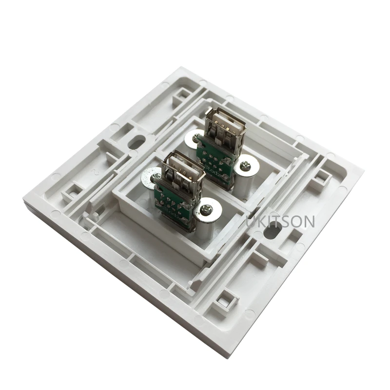 Dual USB2.0 Port Wall Panel Outlet 2 USB Socket Faceplate 86x86mm For Data Transfer image 4