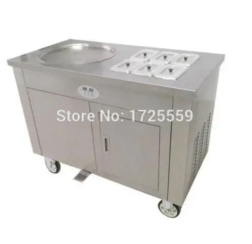 45cm single pan fried ice cream rolled machine thailand Flat fry Fried Ice Cream roll Machine With 6 Cooling Storage Barrel