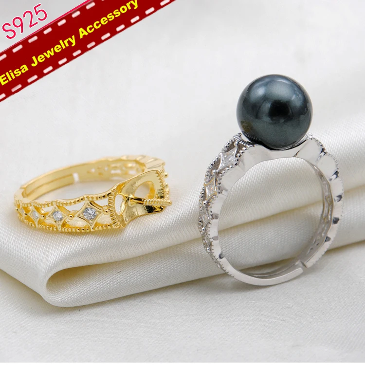 3Pcs/Lot S925 Sterling Silver Rings Settings Pearl Rings Components Women DIY Pearl Rings Findings Accessory