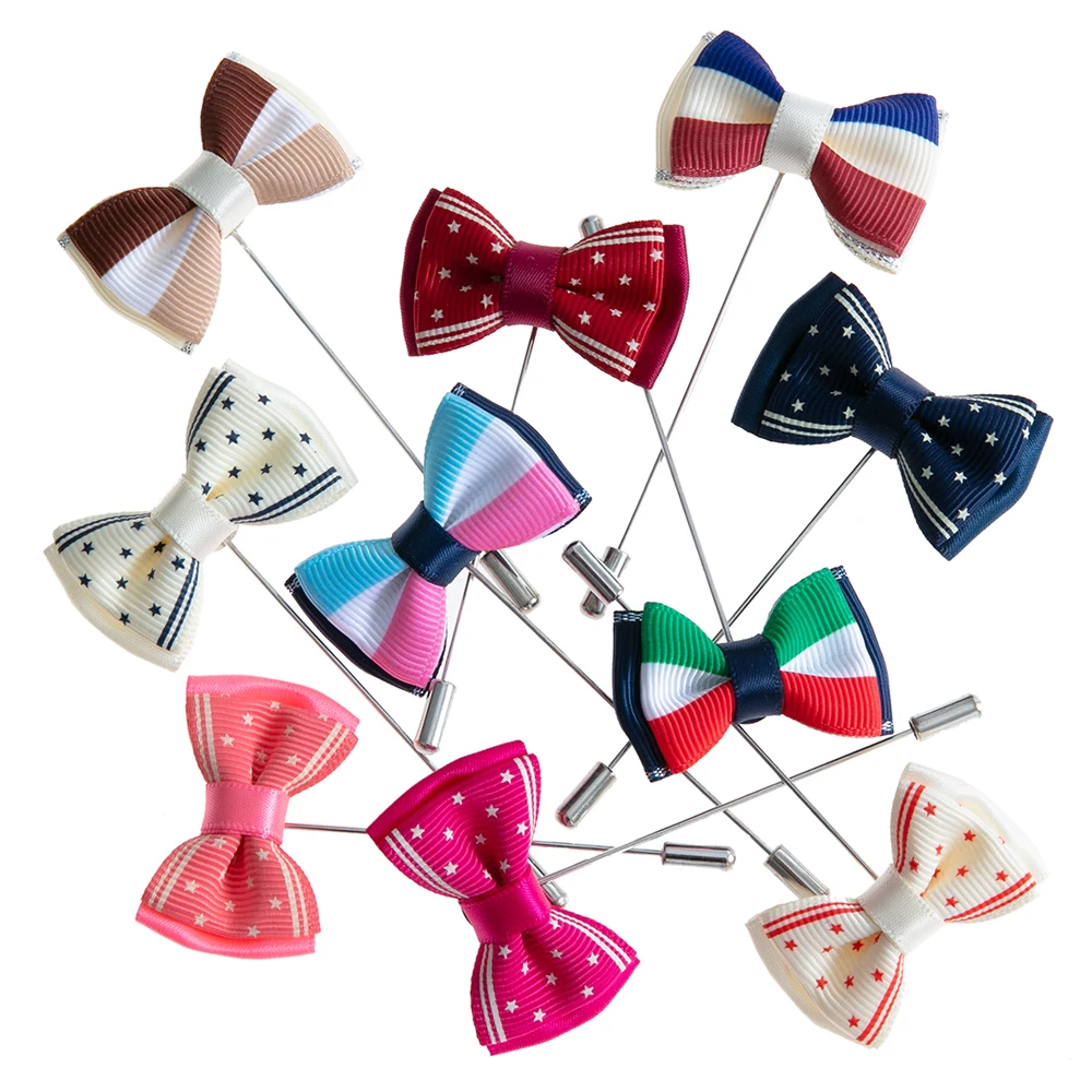 Pin de solapa con forma de pajarita para hombre, broche de tela de diseñador de moda, broche para traje, broche de mariposa, palo, accesorios hechos a mano