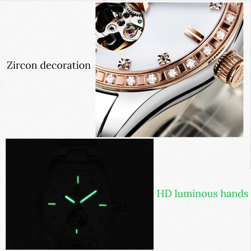 Montre femme 2020 CARNIVAL Automatic Watch Women Calendar Fashion Women Watches Luminous Waterproof Sapphire Relogio feminino