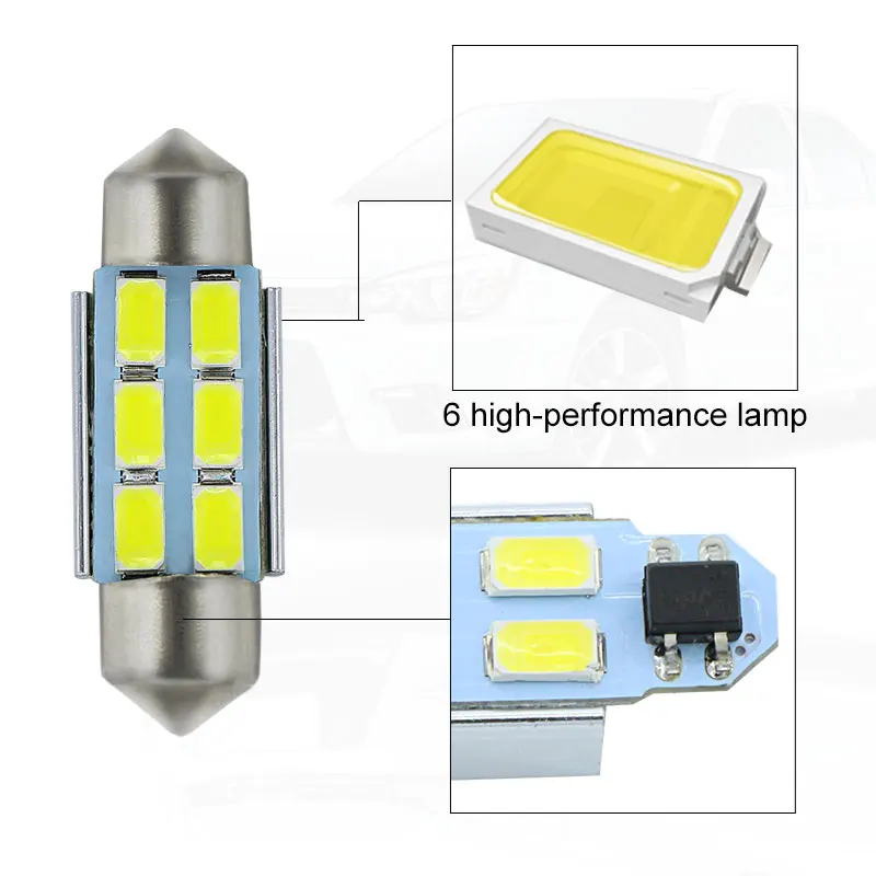 2 x 36mm  No Error  License Number Plate Light LED Bulbs C5W  For VW Golf 3 4 5 6 Passat 3C B6 B5 Polo ford fusion Prius  tiguan