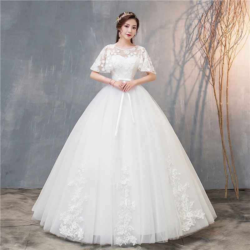 Vlnuo Nisa Phối Ren Thanh Lịch Appliques Áo Cưới Vestidos De Novia Tinh Tế Nắp Tay Bóng Đồ Bầu Plus Kích Thước Áo Dây De Mariage 20