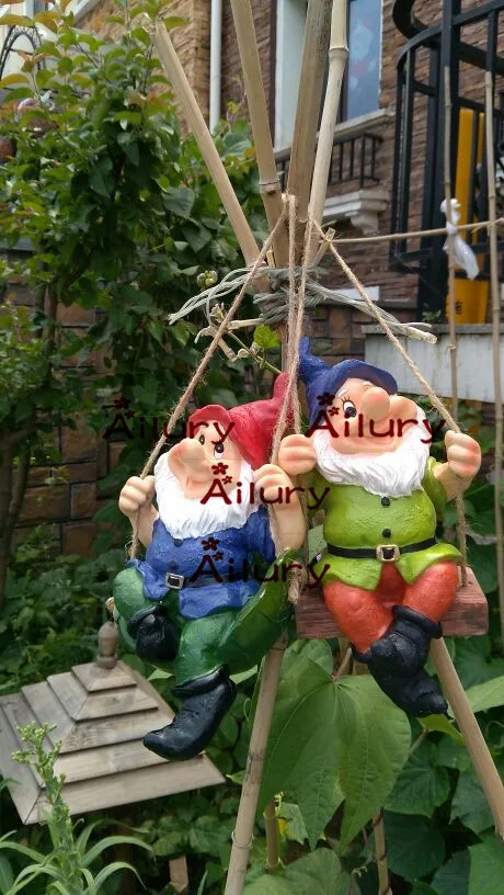 2pcs,American Village Dwarf Garden Ornament Home Farm Decoration Air Strap Wall Decorative Gardening,Xmas Gift