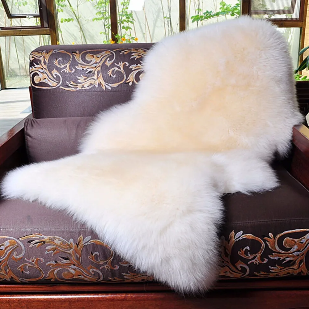 Pure Wool Big Deluxe Whole Australian Sheepskin Plush Seat  Cushion Pad Cover Carpet In Car Sofa Mat Bedroom  Living Room