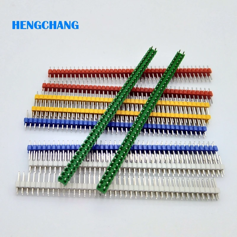 40Pin 2.54mm Color Double Row Straight Male Pin Header Strip For PCB Electronic Experiment Testing Pin Connector 10Pcs/Lot