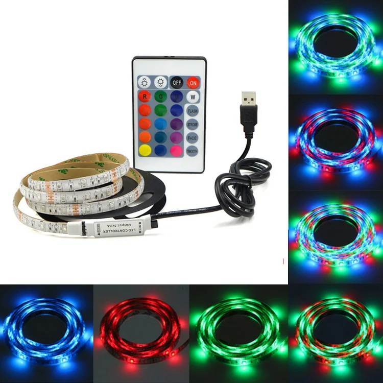 

Лента светодиодная RGB с пультом ДУ, 60 светодиодов/м, 5 В, 3528 SMD