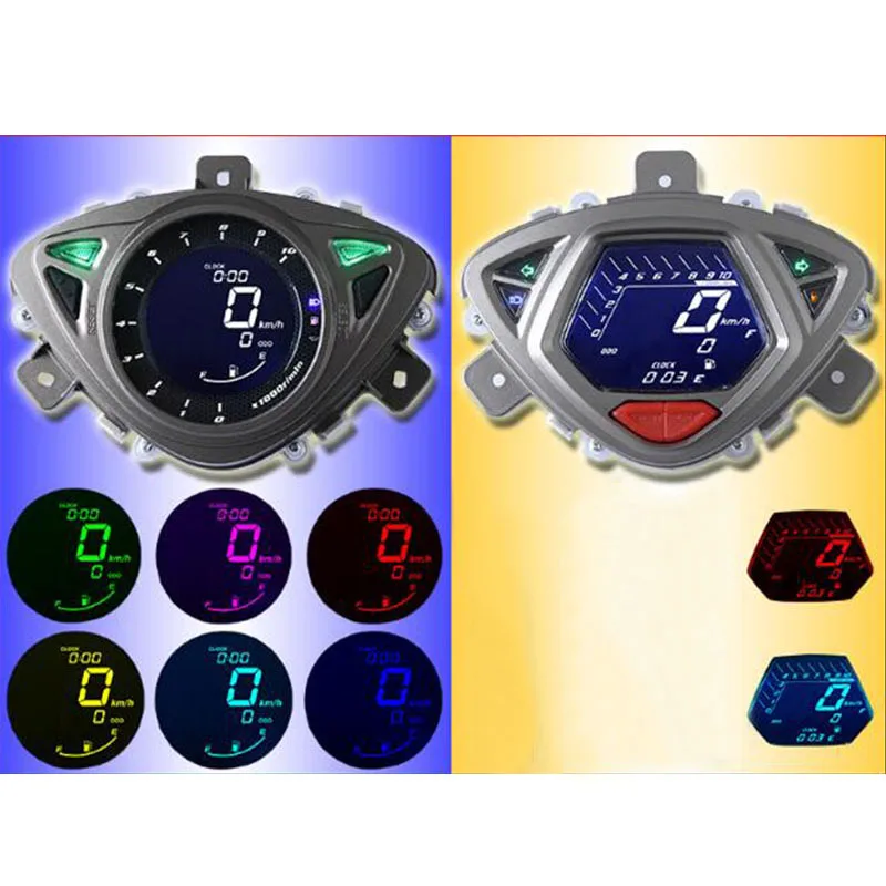 Motorcycle 7 Colors LCD Digital Speedometer Odometer Backlight For Yamaha 100RSZ