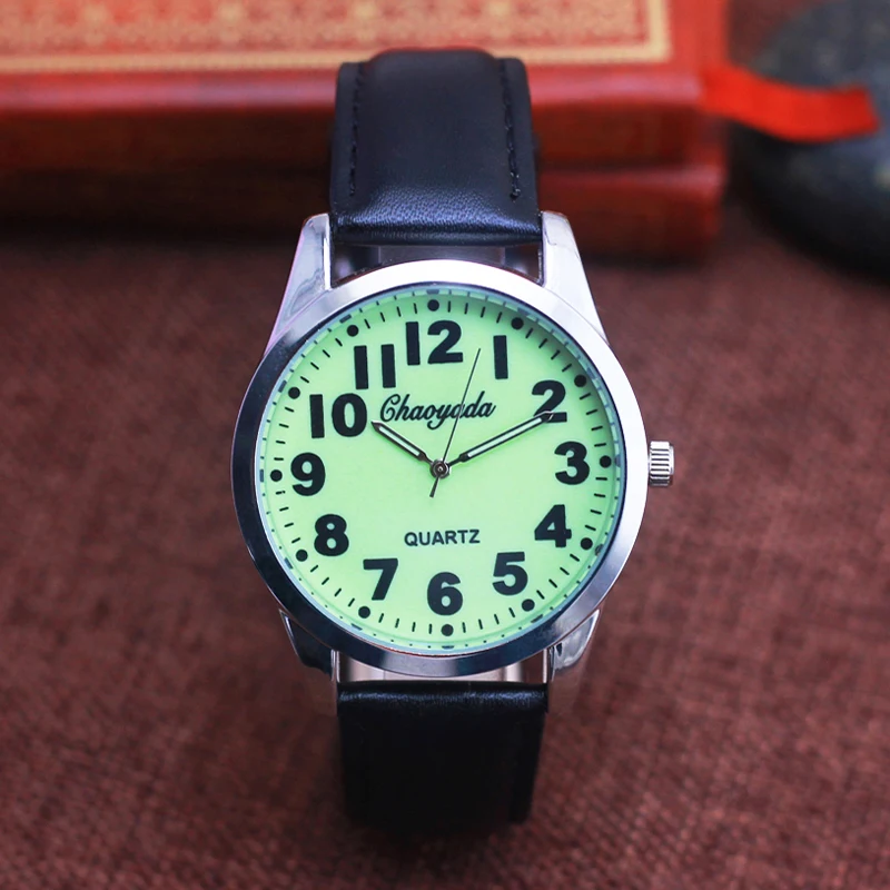 2024 chaoyada simple elderly father mother holiday gifts soft leather strap quartz watches luminous face large digital  clock