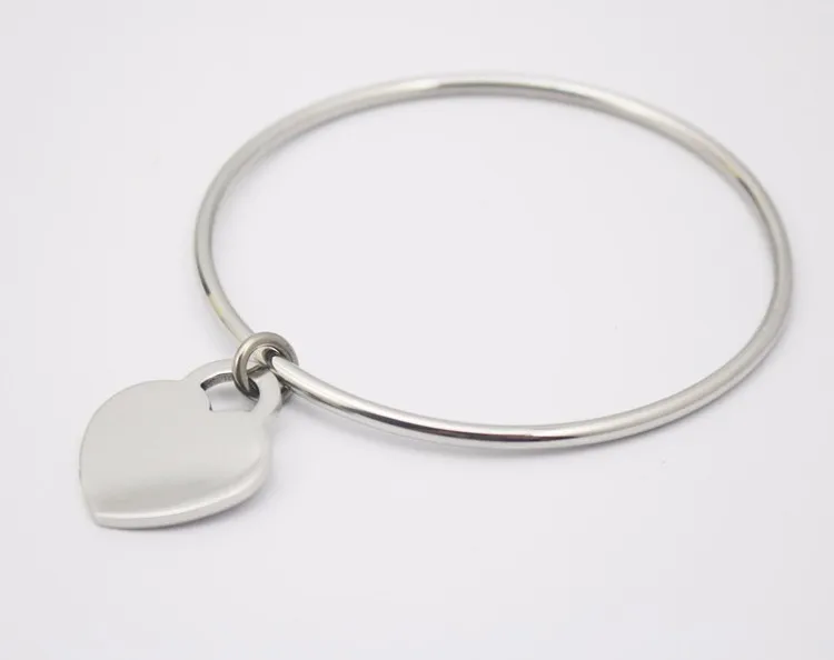 Silver color Heart Charm Bracelet Women Stainless Steel Wire Bangle Bracelet Charm Jewelry High Quality