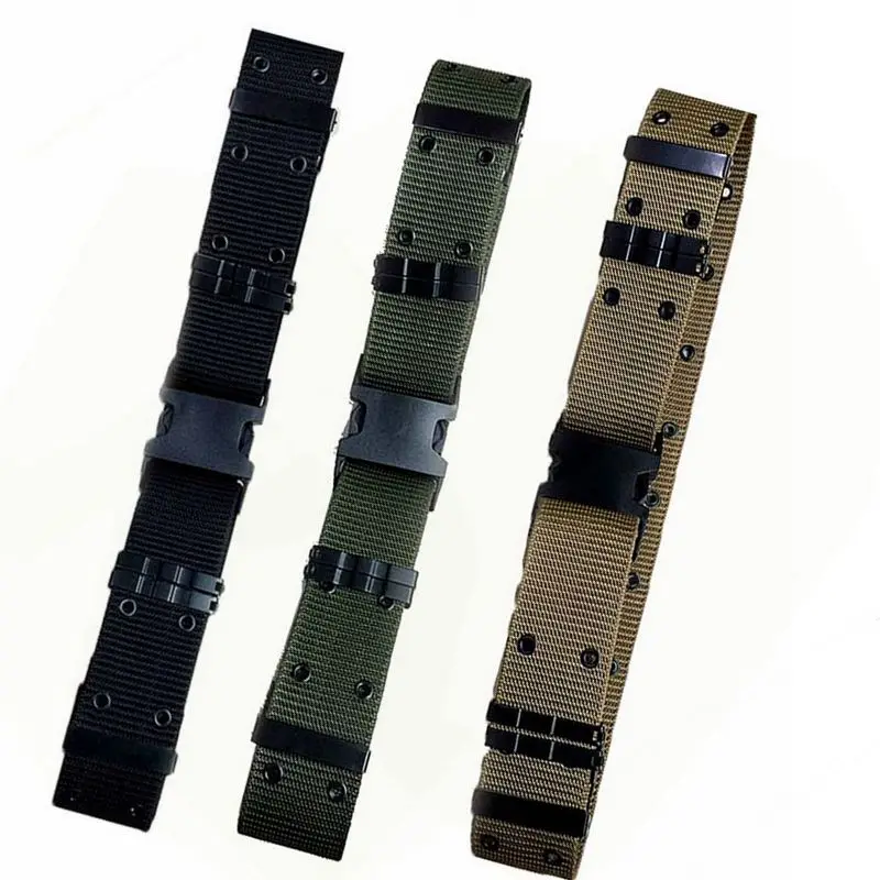 New Style Tactical Nylon Belt Outdoor Training Belt Sport Belt Airsoft Combat Equipment Double Row Hole Military Waistband