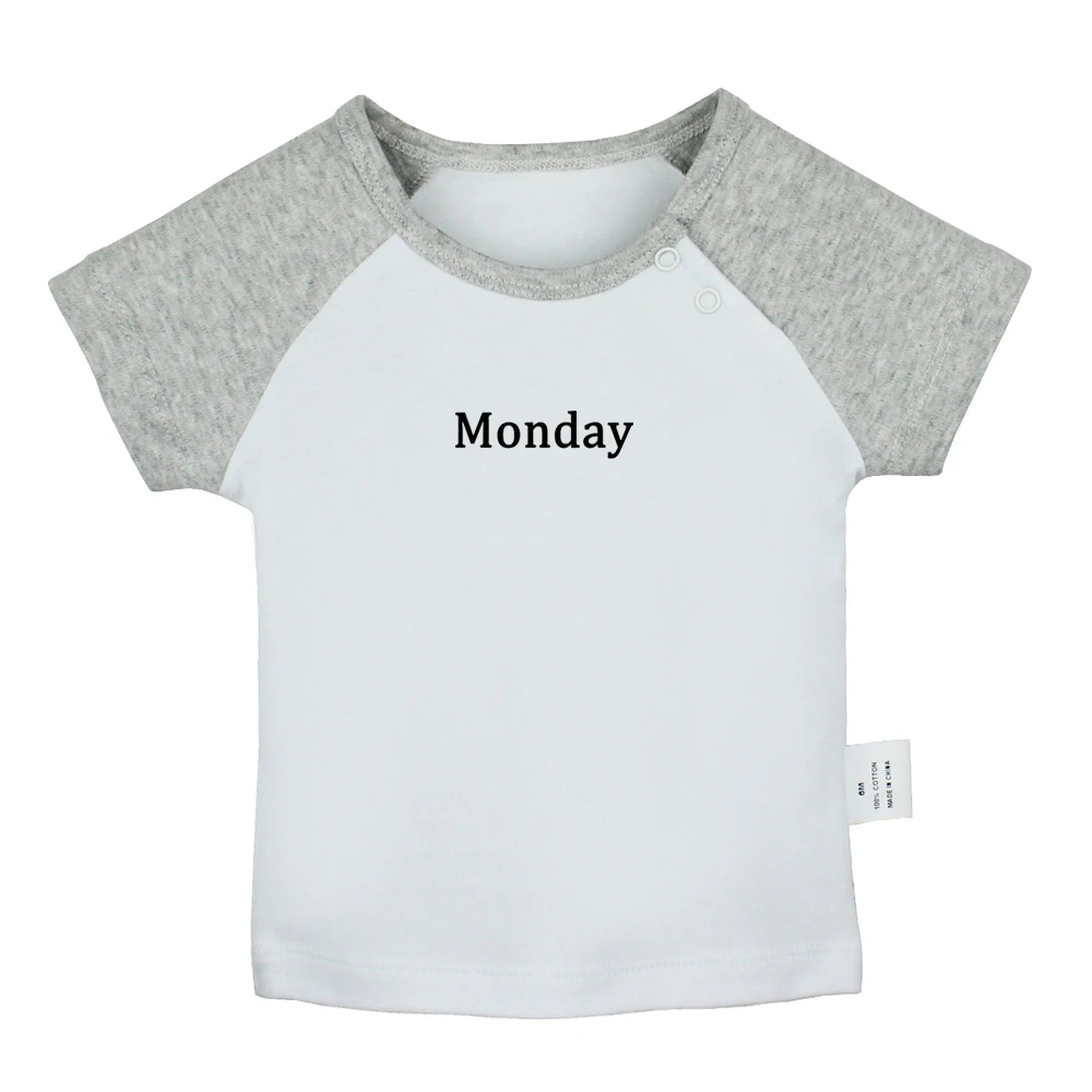 

Monday Tuesday Wednesday Thursday Street Printed Design Newborn Baby T-shirts Toddler Graphic Raglan Color Short Sleeve Tee Tops
