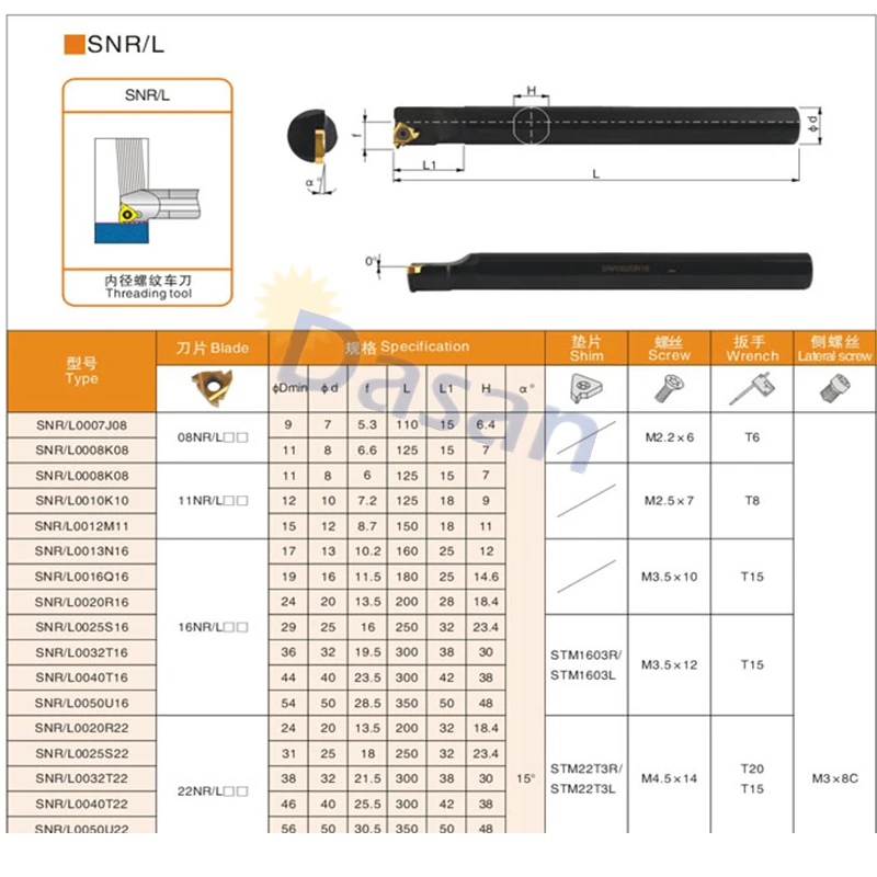 SNR0008K11 SNR0010K Turnining  Holder +10pcs 11IR A60 or A55 Carbide Inserts CNC Lathe Machine Threading Toolholder Set