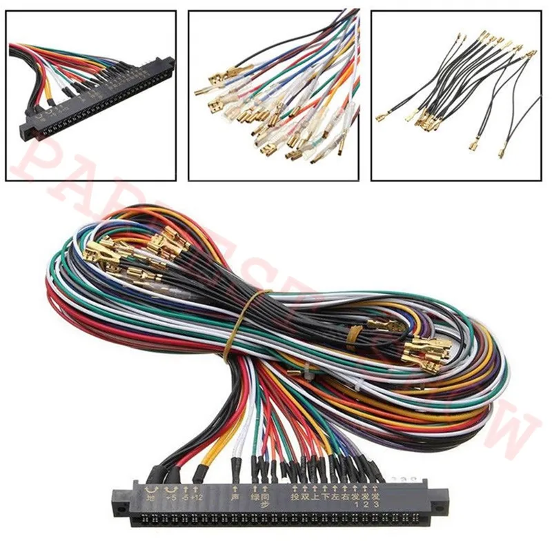 28pin Jamma Harness with 5 ,6 action button wires arcade game Jamma buttons wires for sanwa joystick arcade game machine cabinet