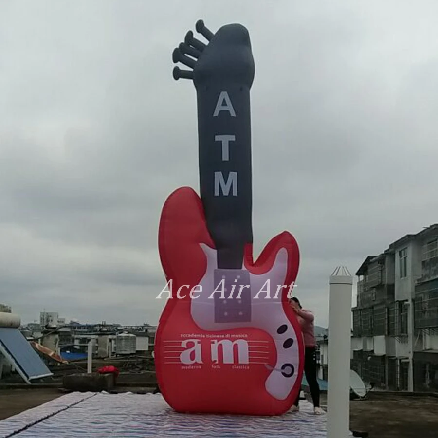 Custom giant inflatable electric Guitar with text offered by Ace Air Art