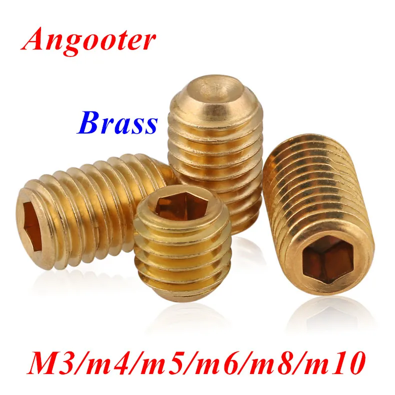 10pcs DIN916 M3 M4 M5 M6 M8 M10 Brass Cup Point Grub Screw Hex Socket Set Screws