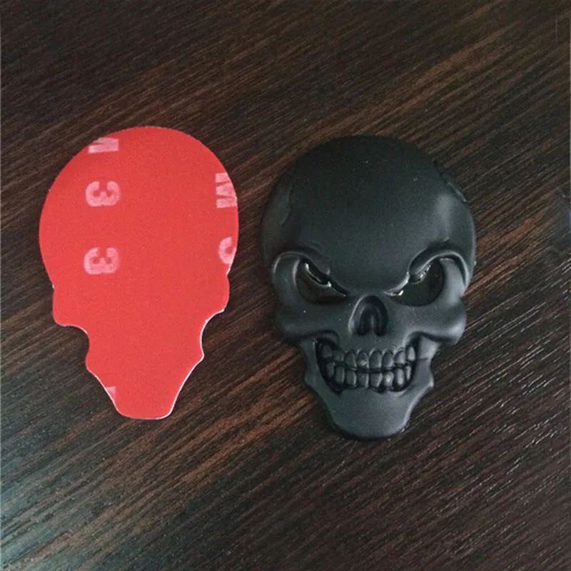 Calcomanía de Metal 3D para coche y motocicleta, pegatinas de calavera negra y dorada, emblema, insignia