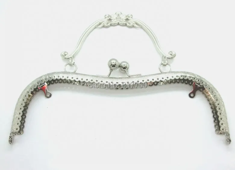 

Free Shipping-1PC Metal Frame Kiss Clasp Arch For Purse Bag Silver Tone Ball 21cm x 9cm (Can Open Size:21cm x 17cm) J2613