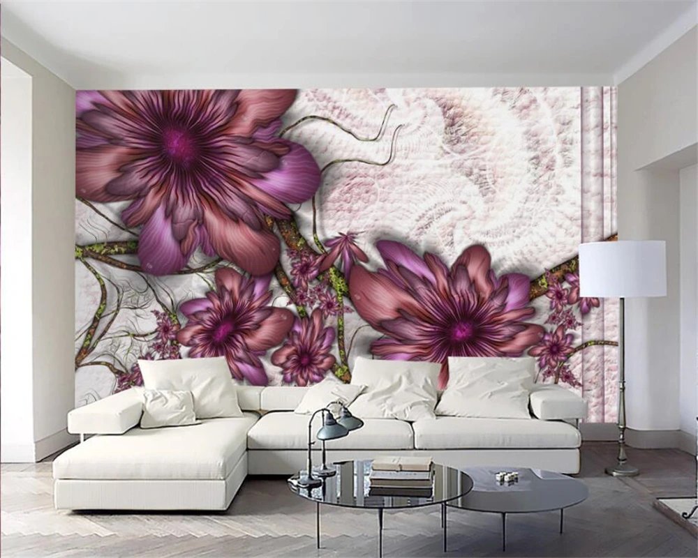 beibehang Custom wallpaper modern minimalist aesthetic flowers TV backdrop living room bedroom backdrop mural 3d wallpaper photo