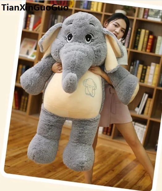 

stuffed plush toy huge 125cm lovely cartoon gray elephant plush toy soft doll hugging pillow birthday gift s0842