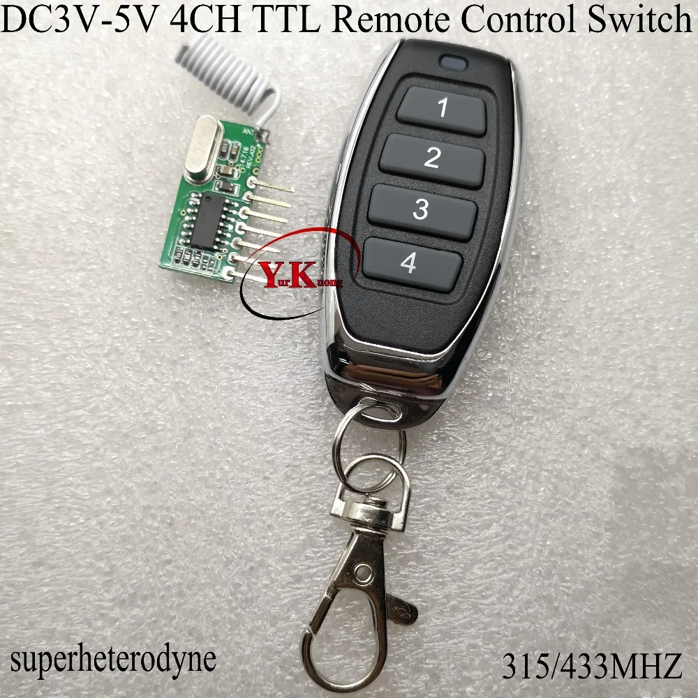 

High Level TTL RF Receiver Module DC 3V-5V 3.3V 3.5V 3.7V 4.5V 5CH Wireless Remote Control Switch Learning Code 315 433 ASK