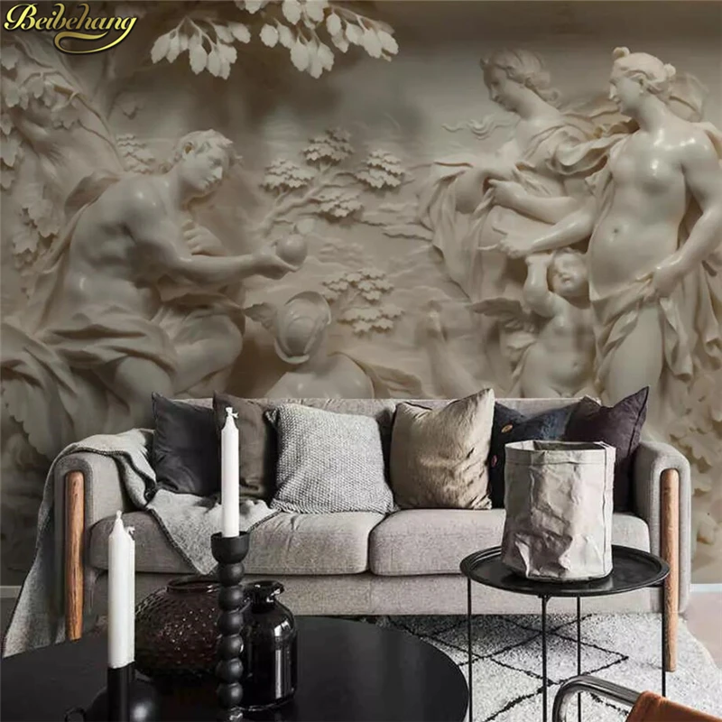 

beibehang custom Embossed European classical mythology Mural Wallpaper Living Room Bedroom Sofa TV Background Photo Wall paper