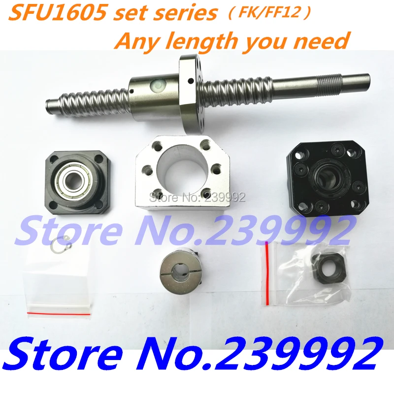 SFU1605 set : SFU1605 450 850 1000mm with end machined + 1605 ball nut + nut housing+FK/FF12 end support + coupler RM1605