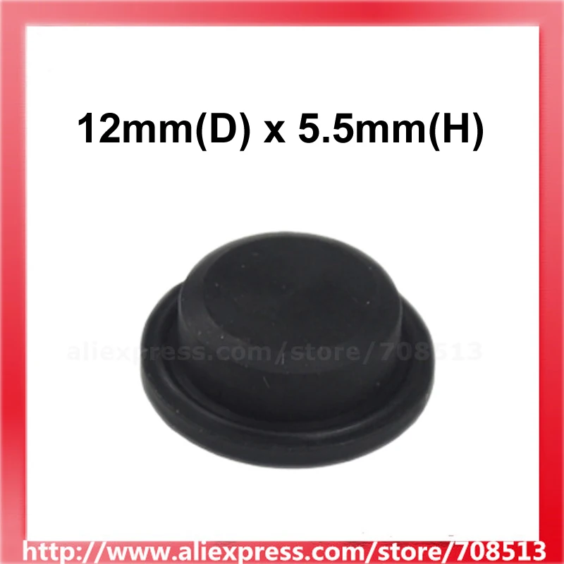 12mm(D) x 5.5mm(H) Silicone Tailcaps - Black (10 pcs)