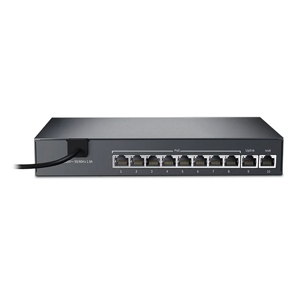 

10 ports 8 PoE 83W NVR Network Switch IEEE802.3af/at PoE suit for all kind of poe camera or AP, PoE Network Switches Plug&Play