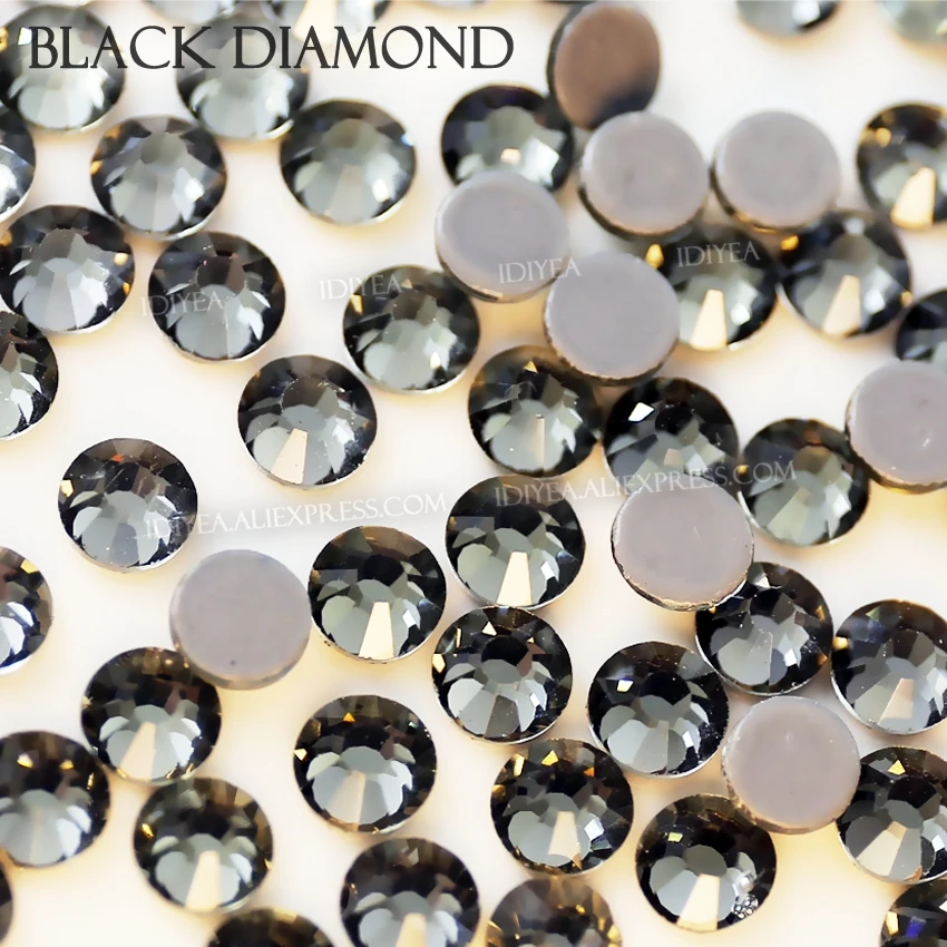 Black Diamond hotfix rhinestone crystal strass glitters flatback glass stone for DIY sparkling wedding diamond dress sequins art