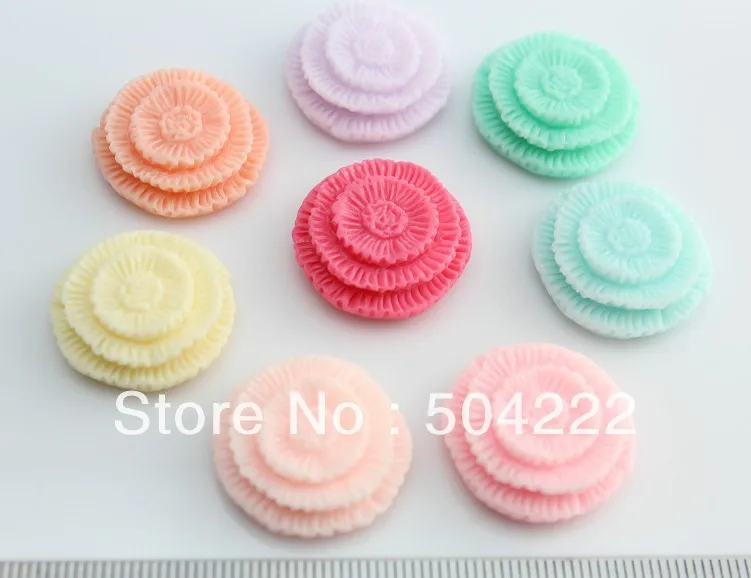 25cs Pastel floral Resin Flower Jewelry Cabochons 23mm mixed Flat Back Cameo Covers Deco decoden charm