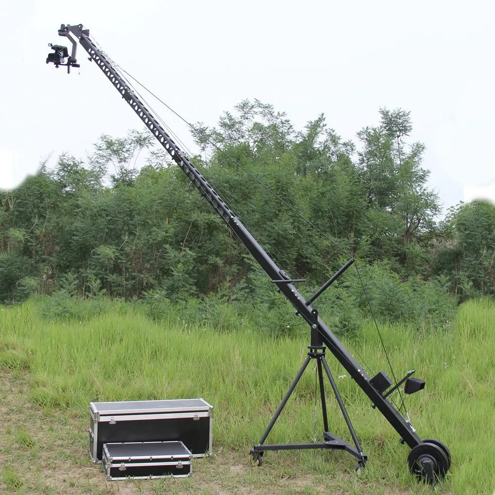 8m Camera Crane with PTZ head 3 axis head 130mm triangle jib body